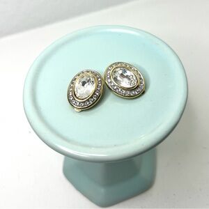 Vintage Gold Clear Clip On Earrings